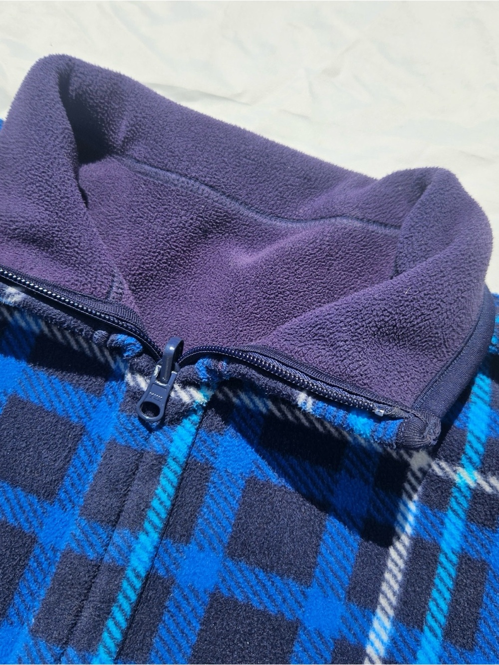 VINTAGE reversible blue plaid sweater - Picture 4 of 15